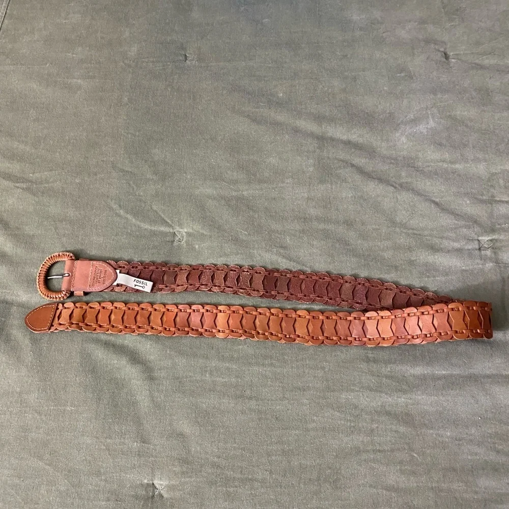 Fossil ladder braided leather belt H-28